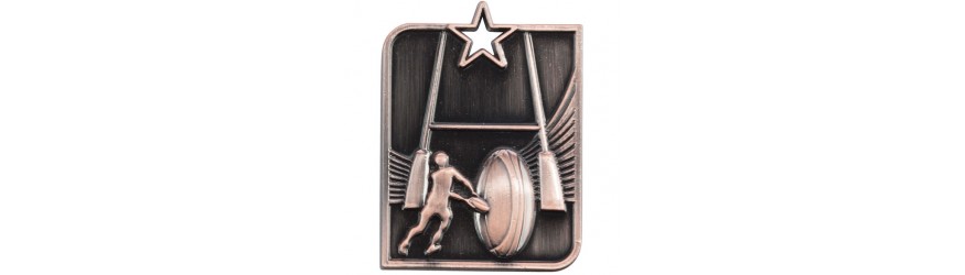 CENTURION STARS SERIES RUGBY MEDAL 53MM x 40MM - SILVER